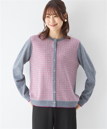 DECOY チェックジャガード配色カーディガン_variationthumb_1