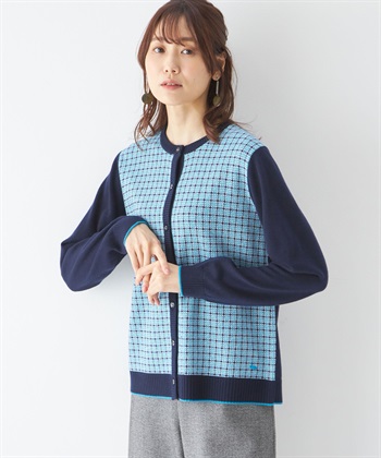DECOY チェックジャガード配色カーディガン_variationthumb_2