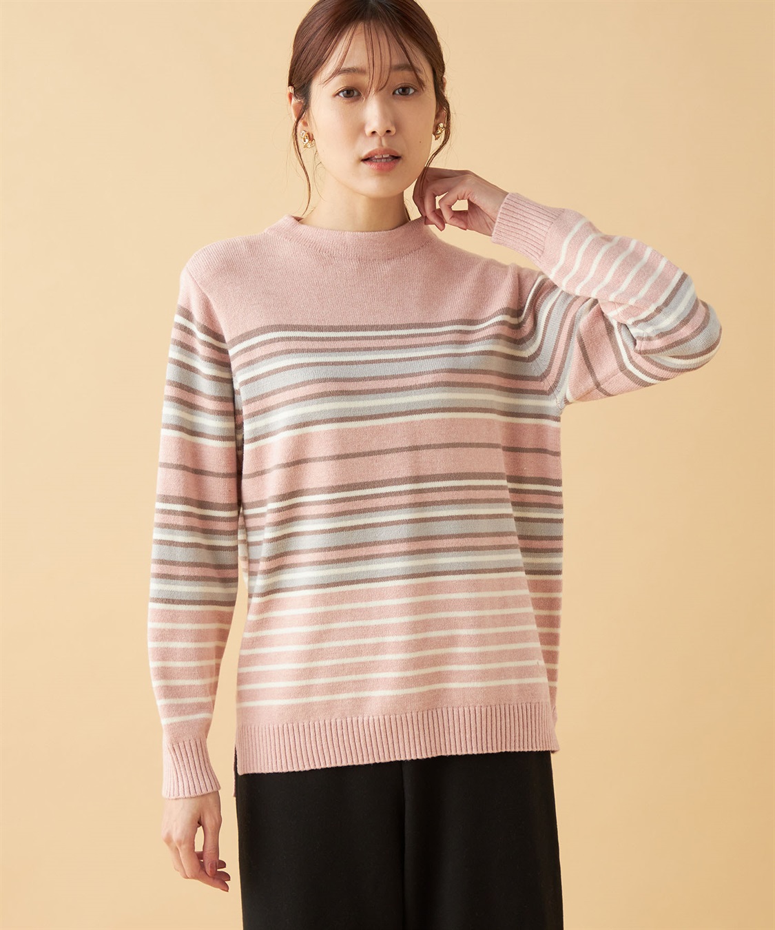 DECOY ボトルネックボーダーニットプルオーバー_variation_1