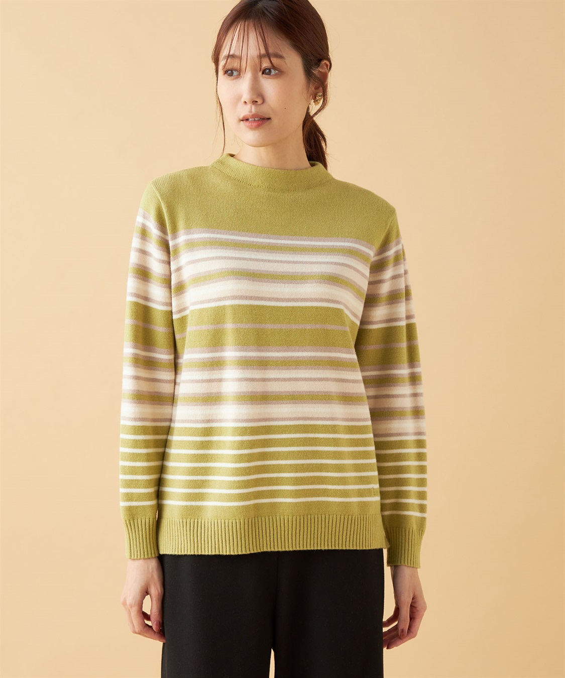 DECOY ボトルネックボーダーニットプルオーバー_variation_2