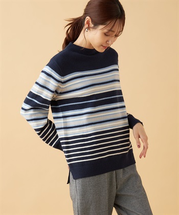 DECOY ボトルネックボーダーニットプルオーバー_variationthumb_3