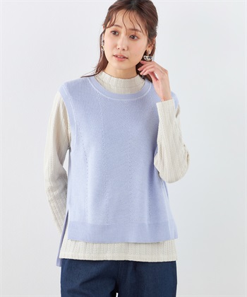 ニットベスト(サックス-M)