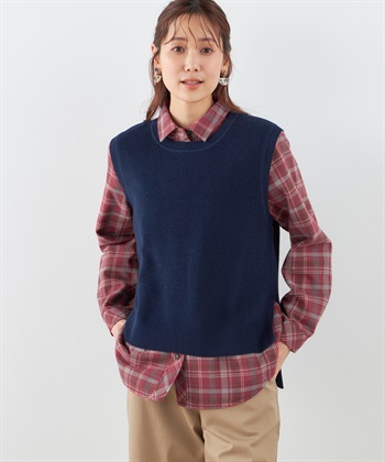 ニットベスト(ネイビー-M)