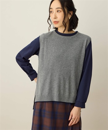 ニットベスト(グレー-M)