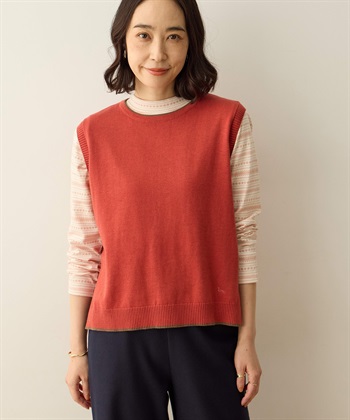 ニットベスト(オレンジ-M)