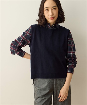 ニットベスト(ネイビー-M)