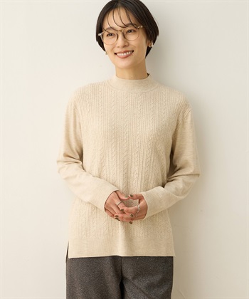ニットプルオーバー(ベージュ-M)