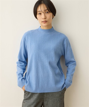 ニットプルオーバー(ブルー-M)