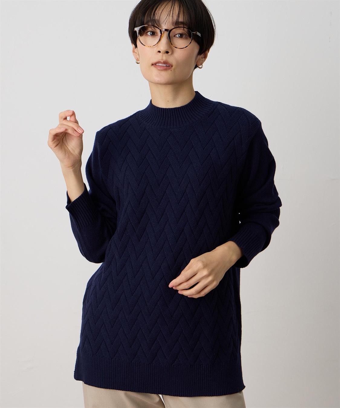 DECOY ヘリンボーンニットプルオーバー【ハンドウォッシャブル】_variation_2