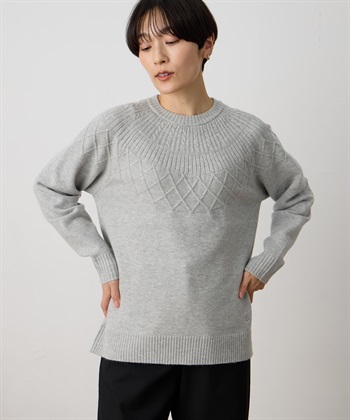 ニットプルオーバー(グレー-M)