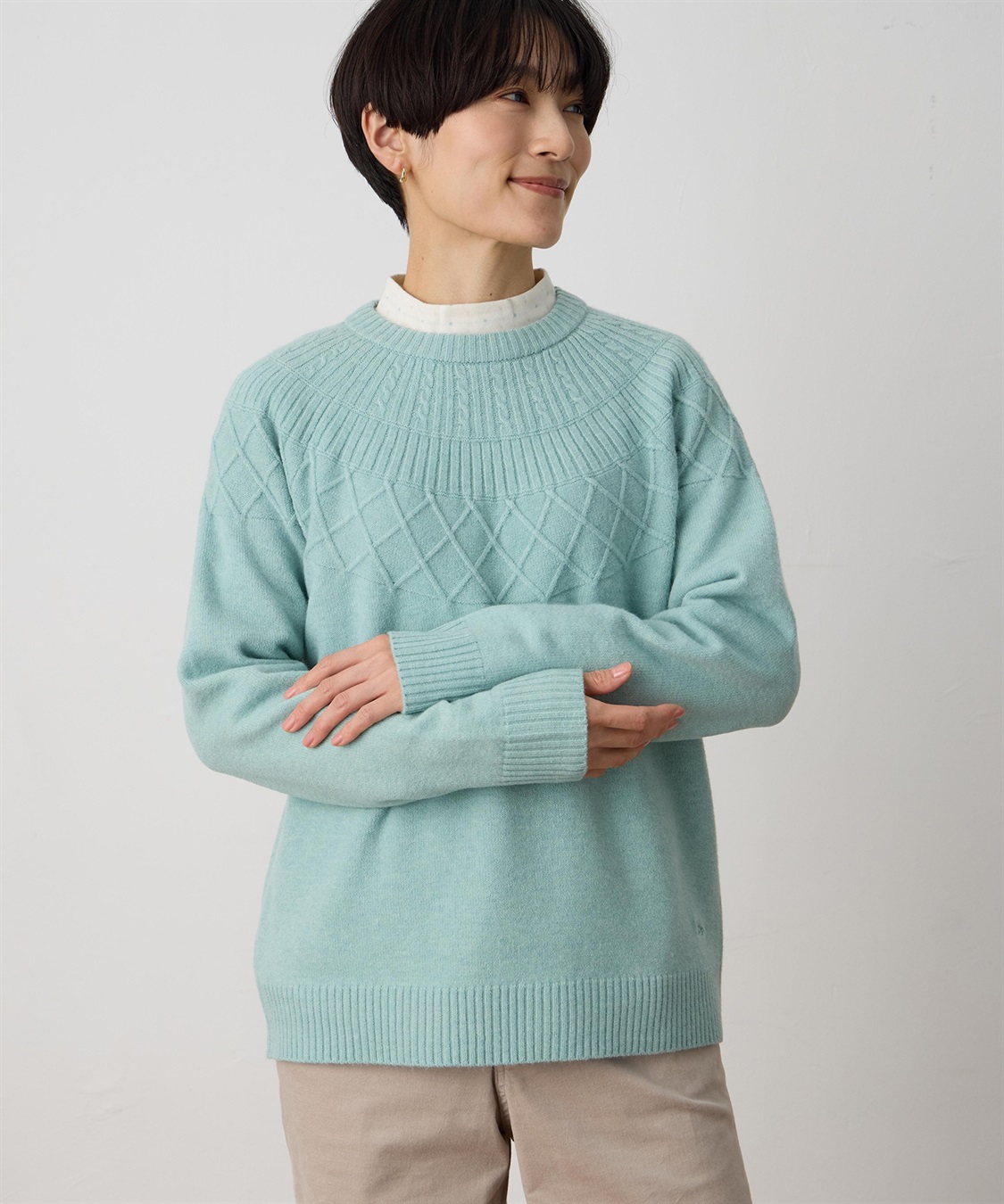 DECOY ジャガードニットプルオーバー【ハンドウォッシャブル】_variation_2