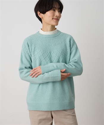 ニットプルオーバー(グリーン-M)