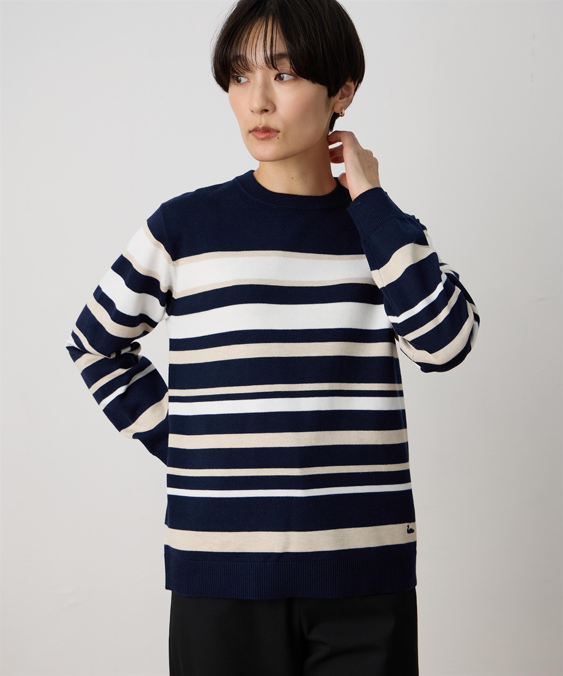 DECOY パネルボーダーニットプルオーバー【ハンドウォッシャブル】_variation_2