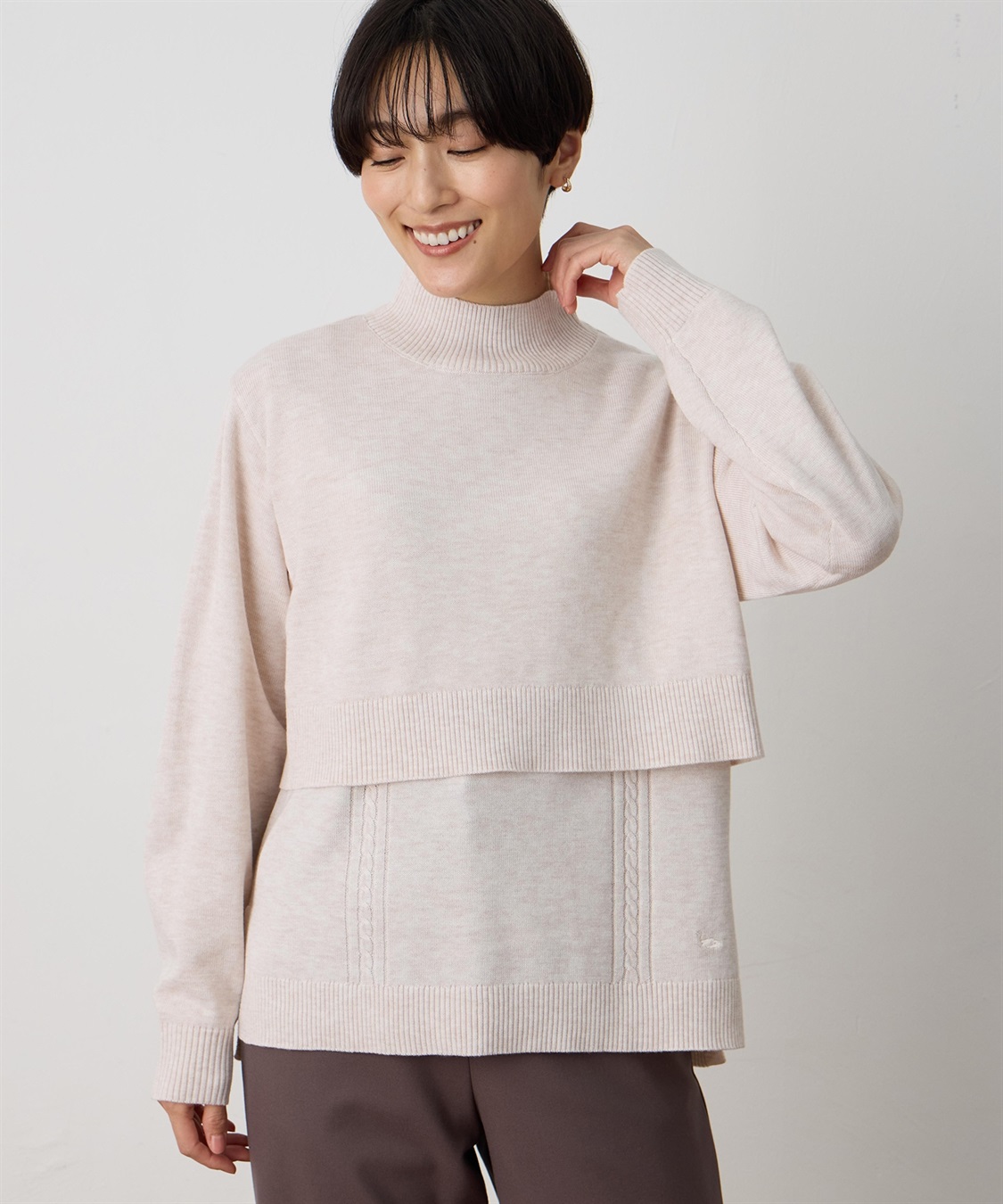 DECOY ハイネックニットアンサンブル【アンサンブル(2枚セット)・ハンドウォッシャブル】_variation_1