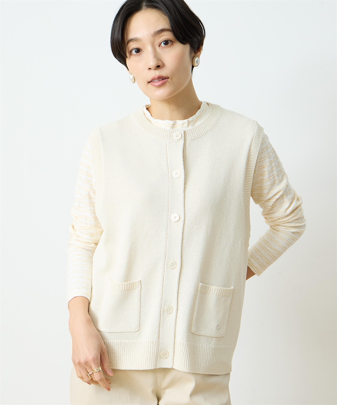 DECOY クルーネックニットベスト【ハンドウォッシャブル】_variation_1