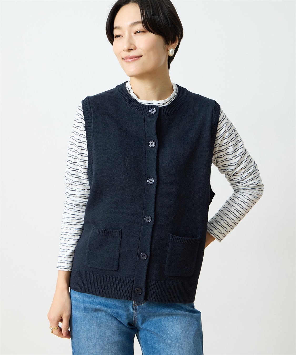 DECOY クルーネックニットベスト【ハンドウォッシャブル】_variation_2