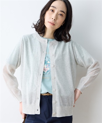 DECOY サラコクルーネック9分袖カーディガン【接触冷感・ウォッシャブル・毛玉になりにくい】_variationthumb_1