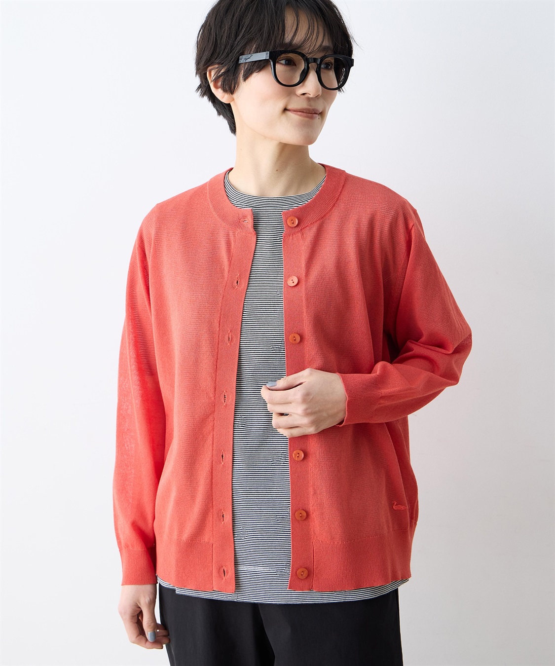 DECOY サラコクルーネック9分袖カーディガン【接触冷感・ウォッシャブル・毛玉になりにくい】_variation_2