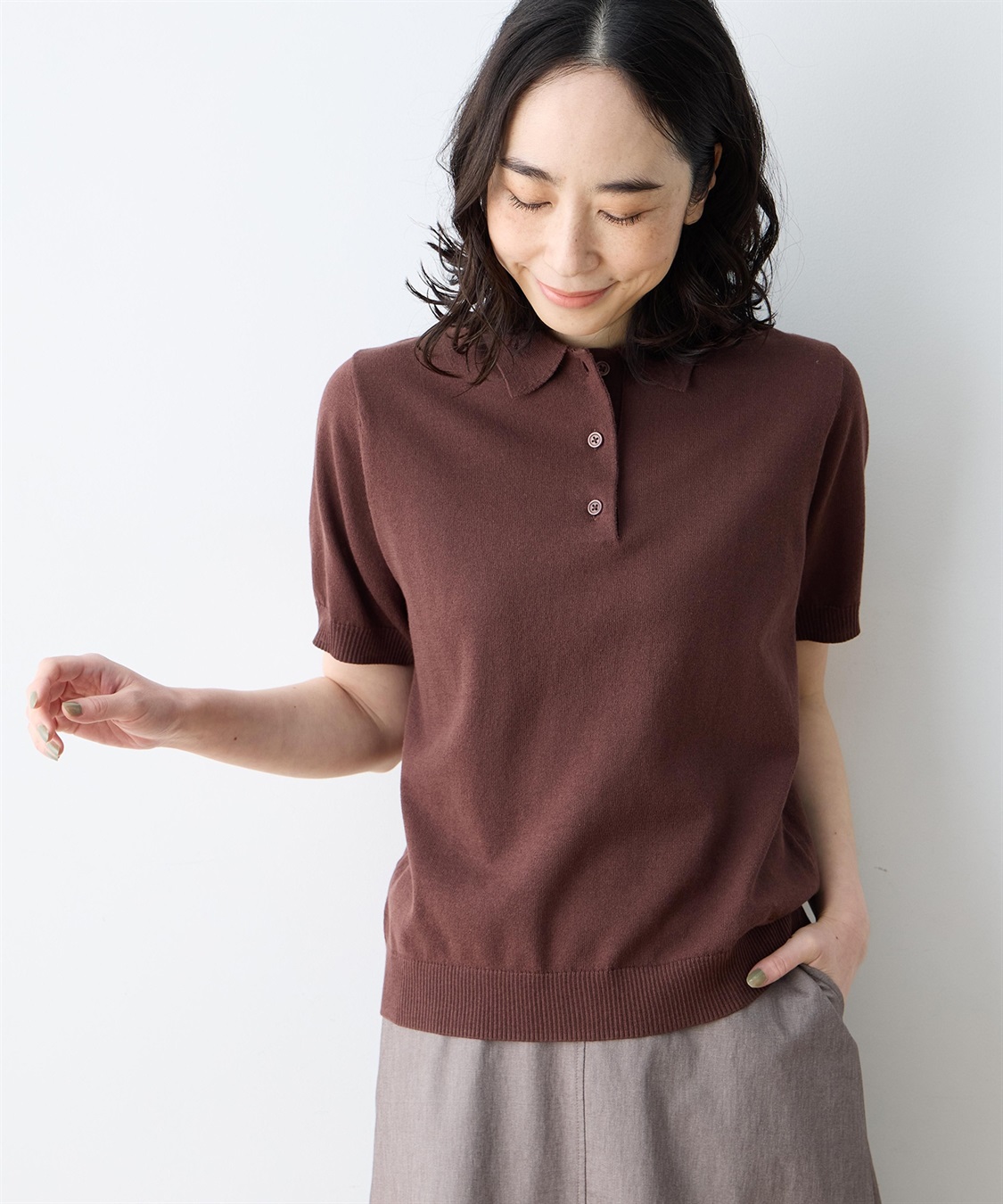 DECOY ポロカラーニット【ハンドウォッシャブル】_main