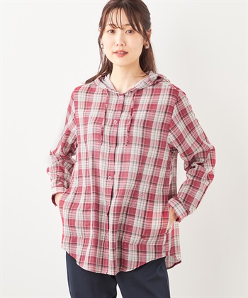 DECOY Wガーゼチェックシャツ羽織り_variationthumb_1