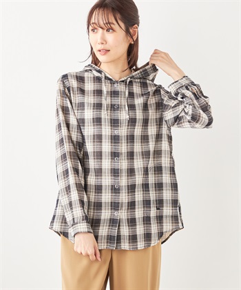 DECOY Wガーゼチェックシャツ羽織り_variationthumb_3