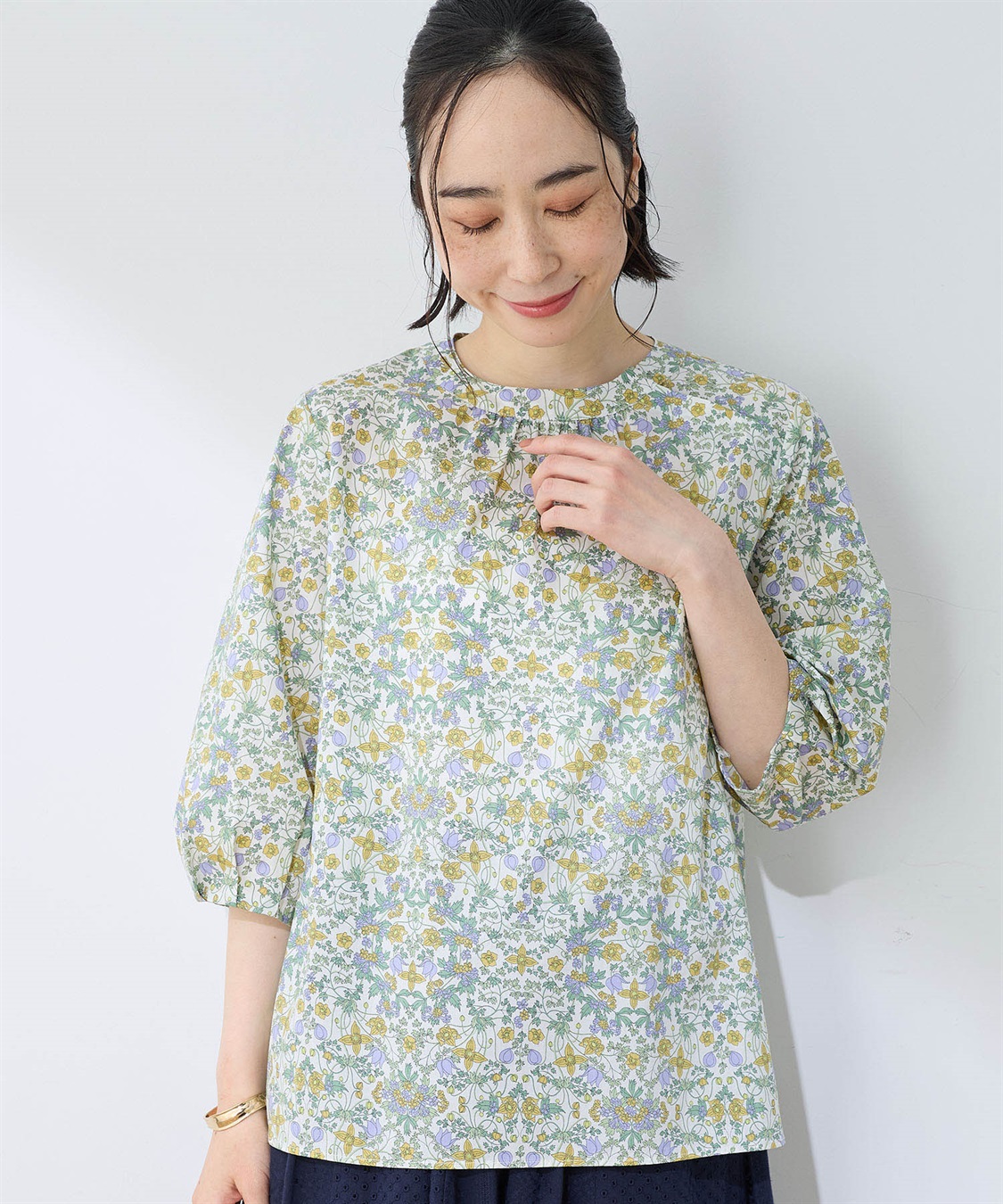 DECOY リバティプリントボリュームスリーブブラウス_main