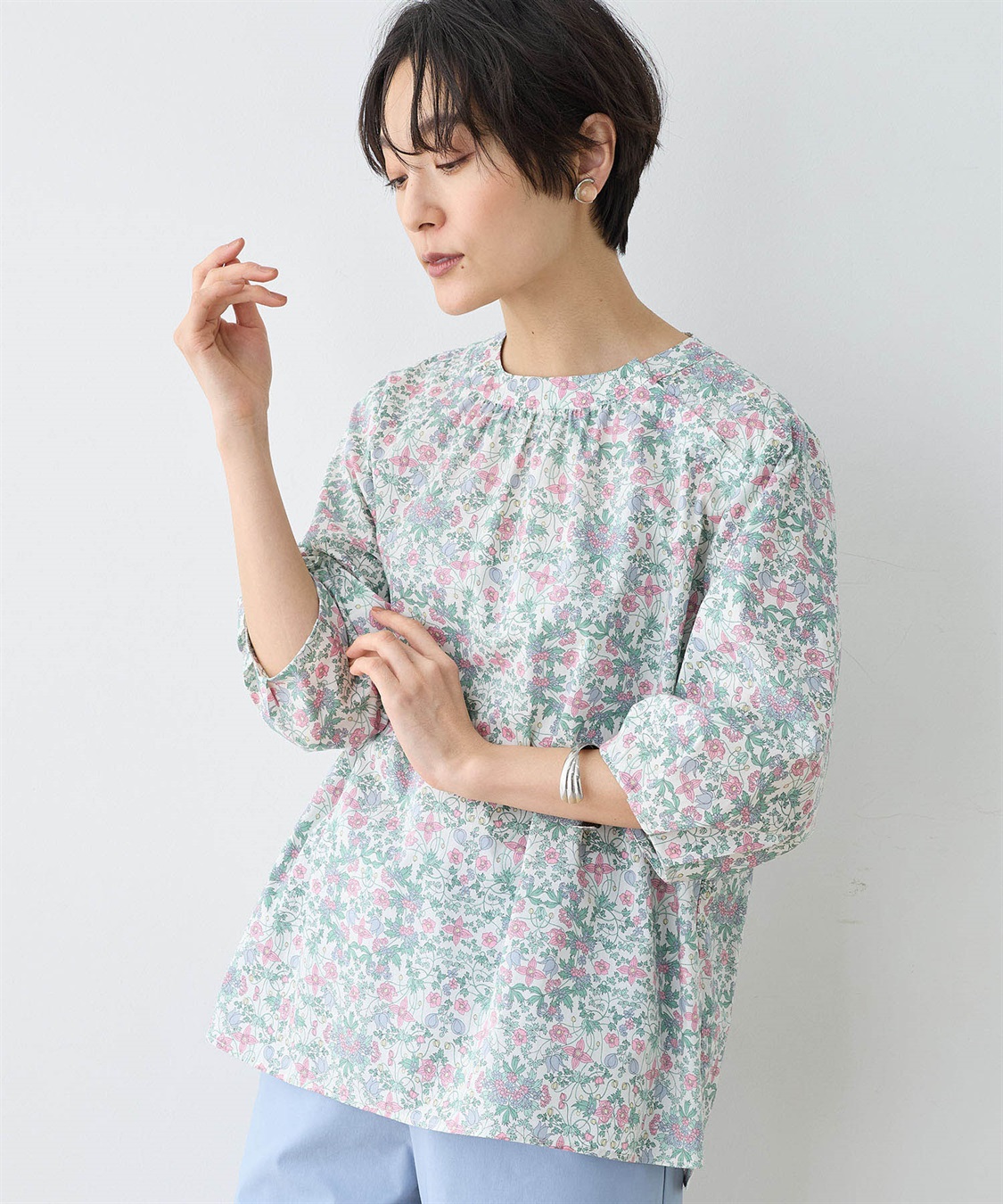DECOY リバティプリントボリュームスリーブブラウス_variation_1