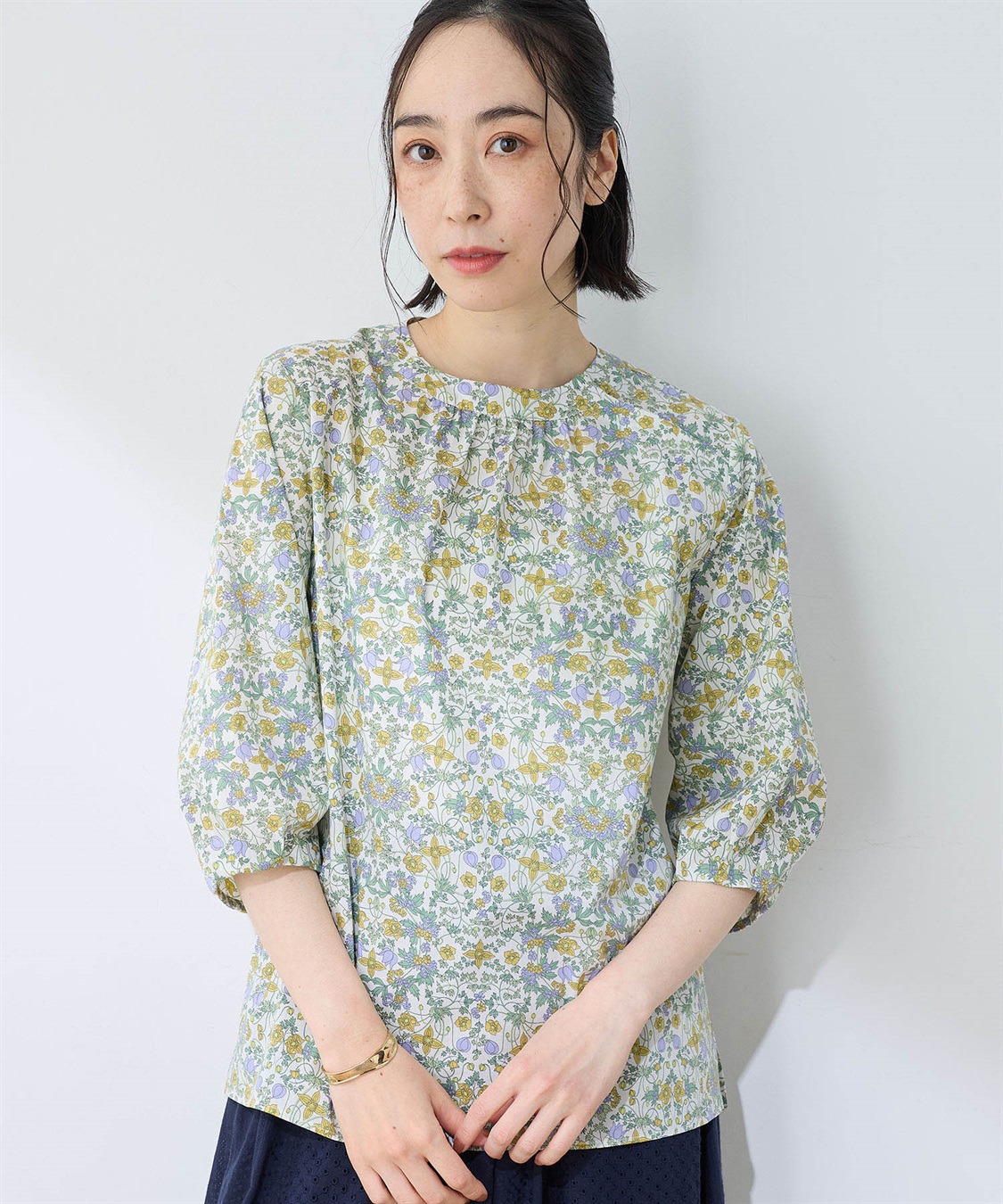 DECOY リバティプリントボリュームスリーブブラウス_variation_2