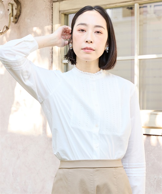 しほ ノーウォス ブラウス レース プルオーバー 白 Amazon | [AYBTO] レース ブラウス ホワイト 長袖 タック 春