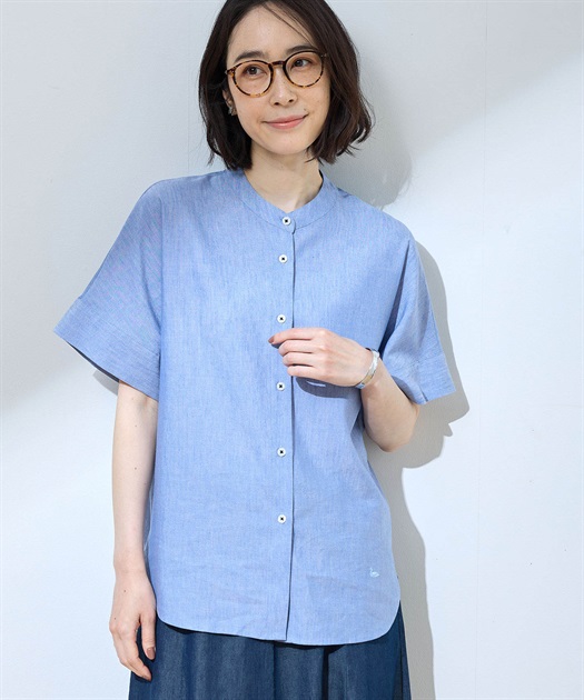 美品♡ ドゥロワー　バンドカラー　チェック　ブラウス　シャツ シワになりにくい】バンドカラーブラウス DECOY｜クロスプラス