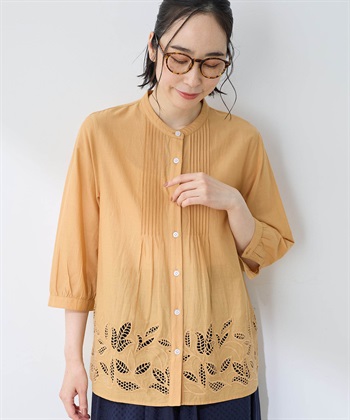 DECOY インド綿ピンタック刺しゅうブラウス_variationthumb_2