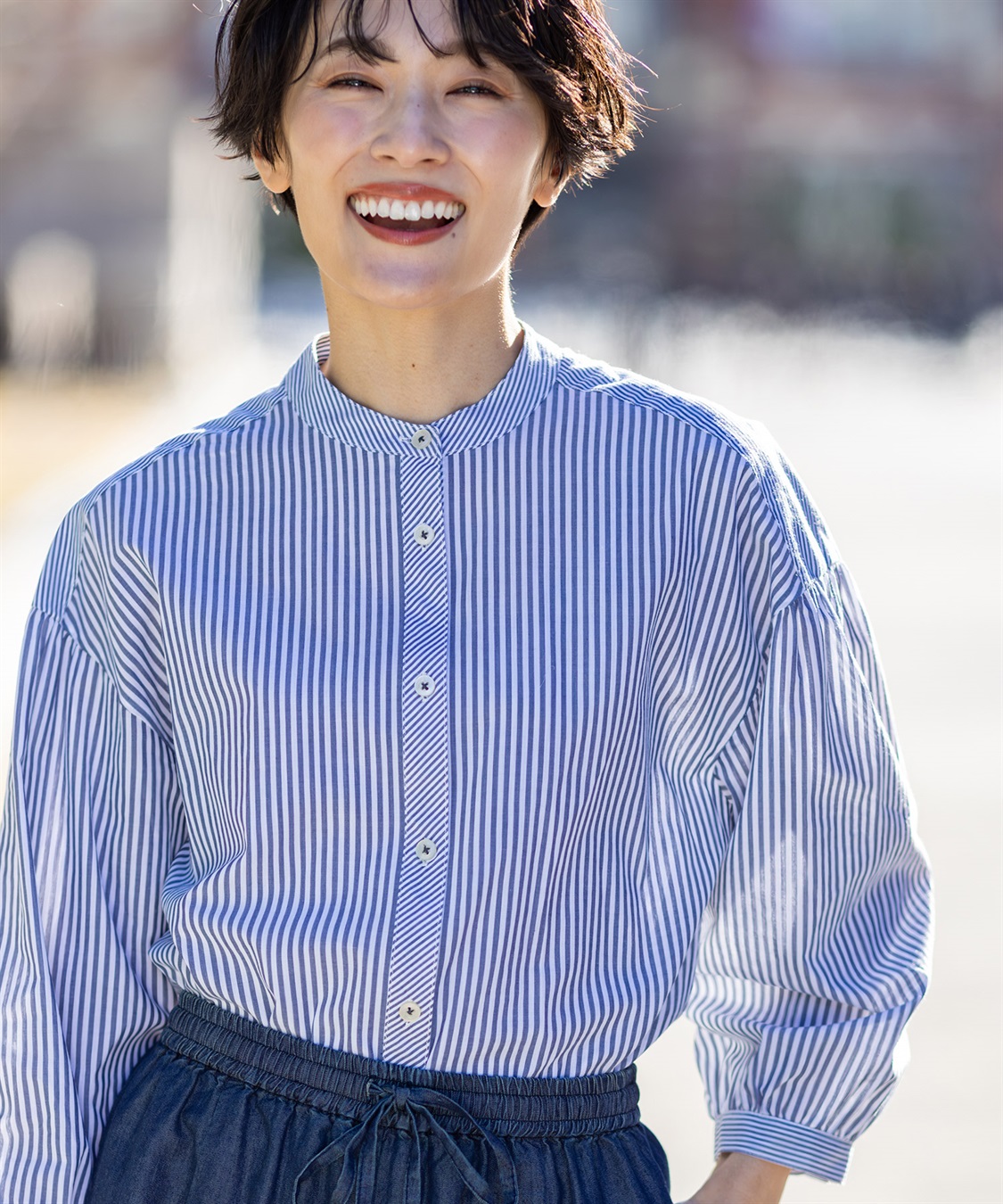 DECOY ストライプ切替シャツ_main
