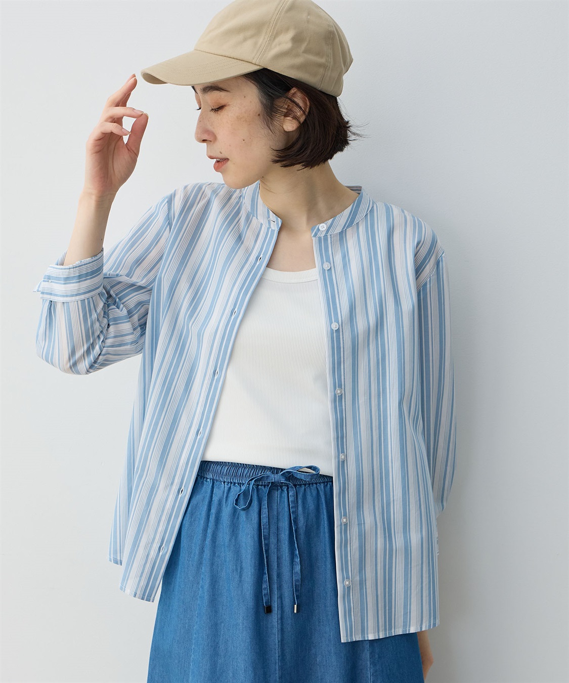 DECOY マルチストライプドルマンスリーブブラウス_main
