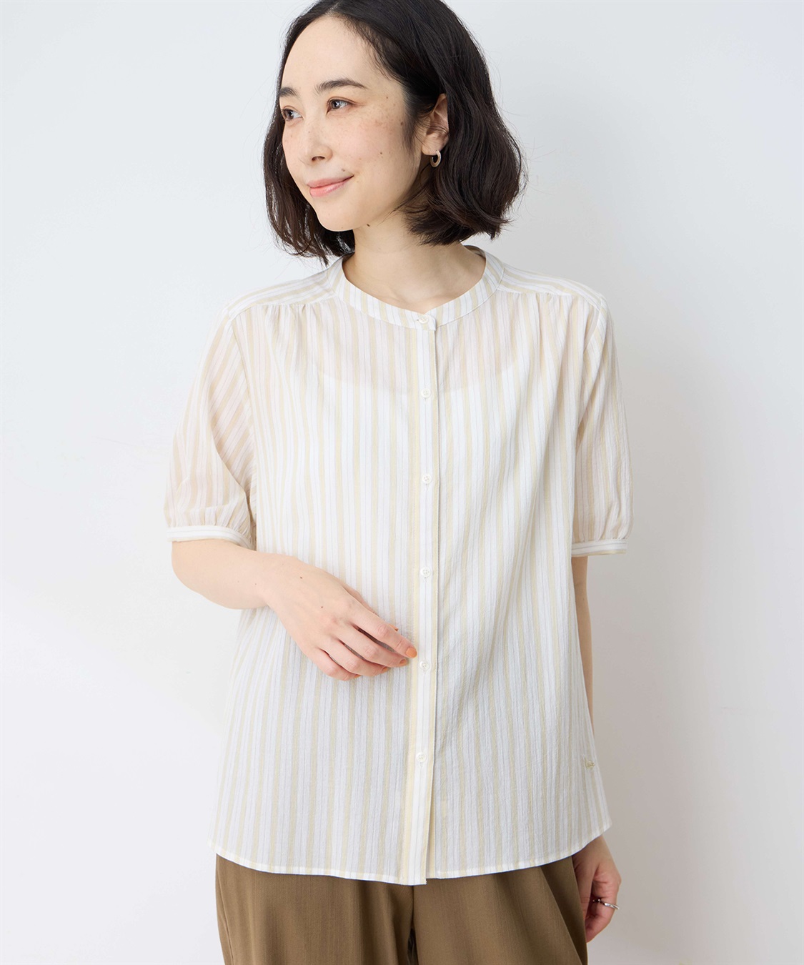 DECOY オーガニックコットンストライプブラウス_variation_1