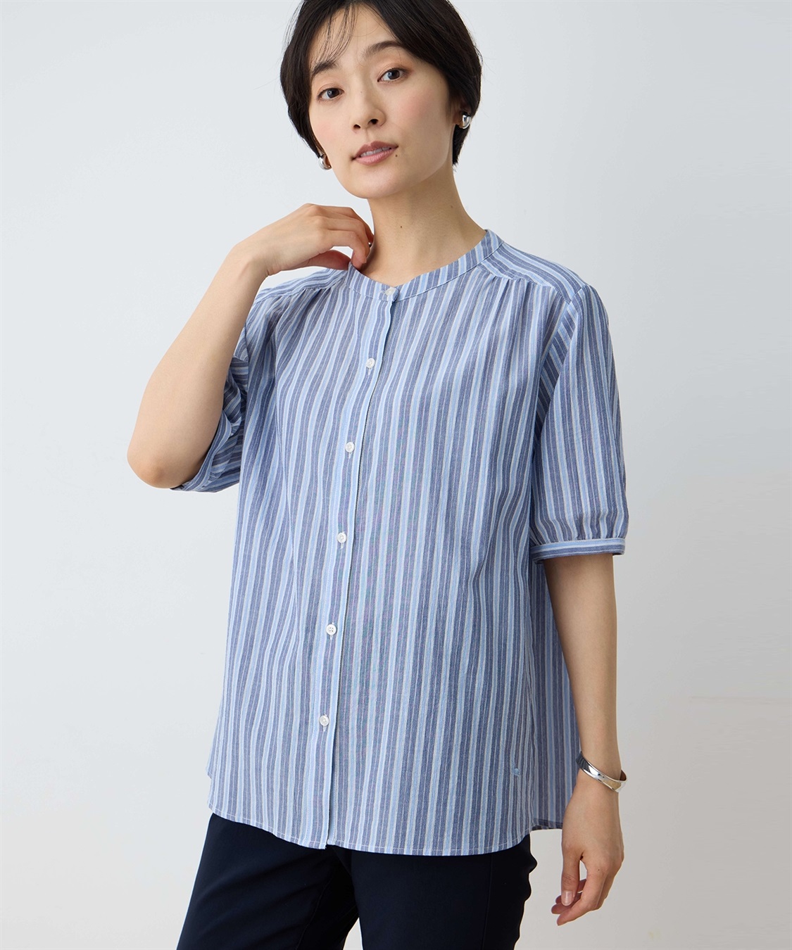 DECOY オーガニックコットンストライプブラウス_variation_2