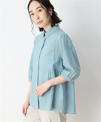 ペプラムブラウス(グリーン-9号)