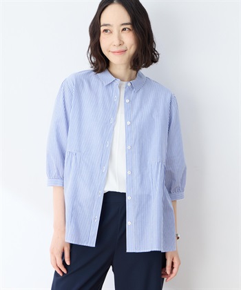 ペプラムブラウス(ネイビー-9号)