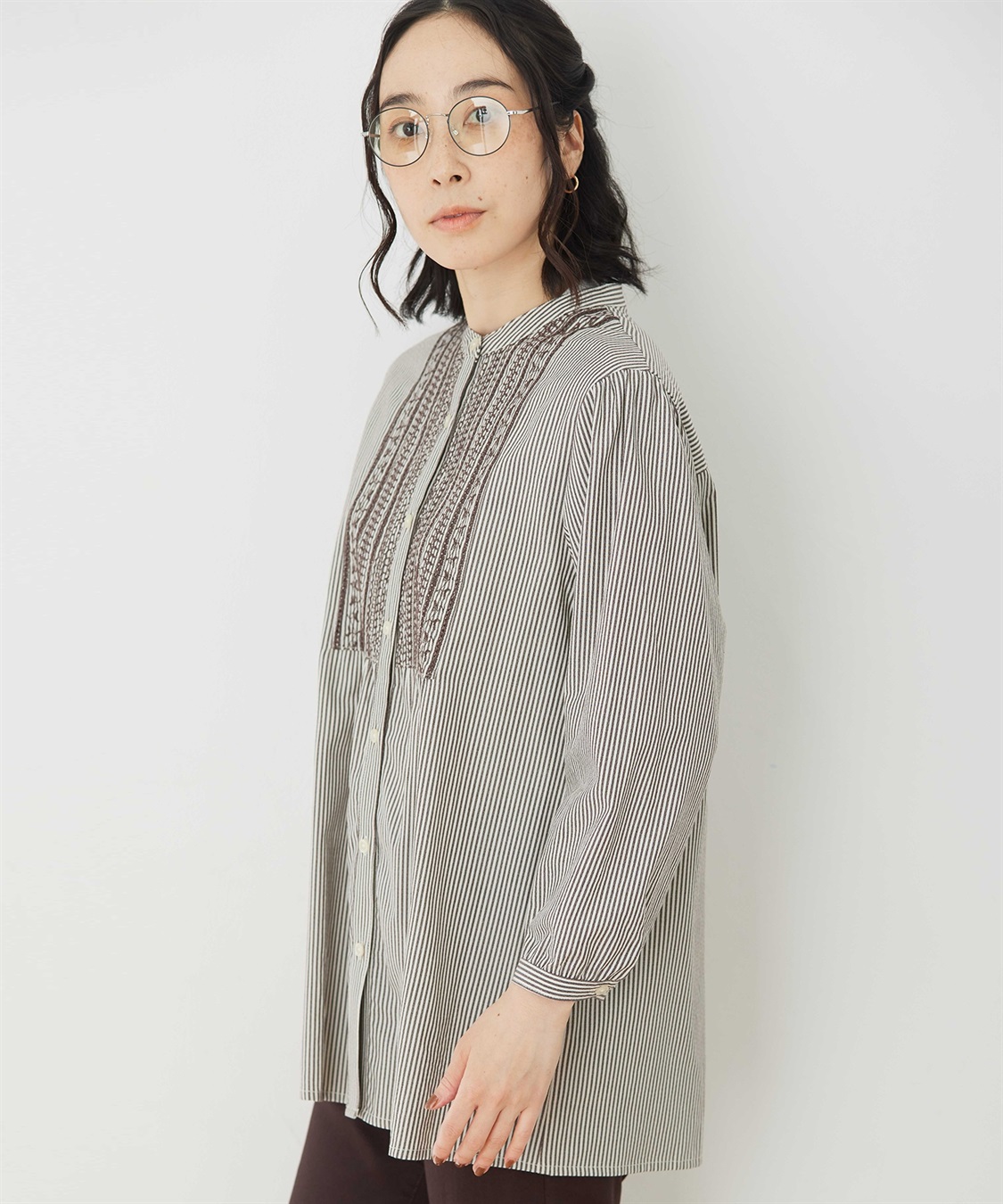 DECOY 刺しゅうストライプブラウス_variation_1