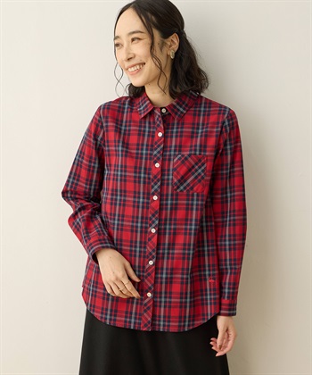 起毛チェックシャツ(レッド-9号)