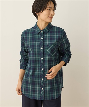 起毛チェックシャツ(ネイビー-9号)