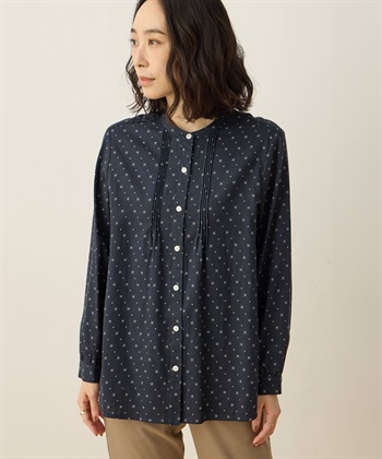 起毛プリントシャツ(ネイビー-9号)