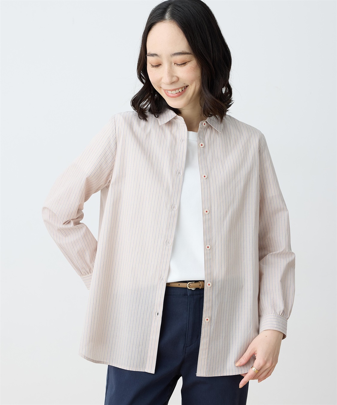 DECOY 【chiyoさんコラボ】ロンドンマーチストライプブラウス【オーガニックコットンブレンド】_variation_2