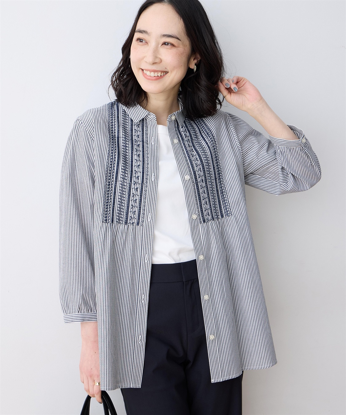 DECOY 刺しゅうストライプブラウス_variation_3