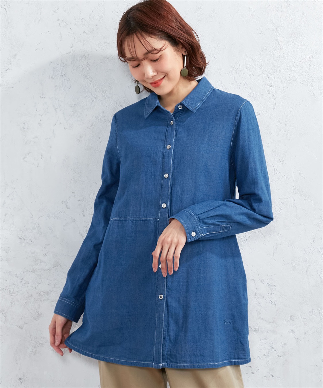 ブラウス シャツ ガーゼデニムシャツ レディース GAP ブラウス シャツ クリンクルガーゼ デニムシャツ レディース