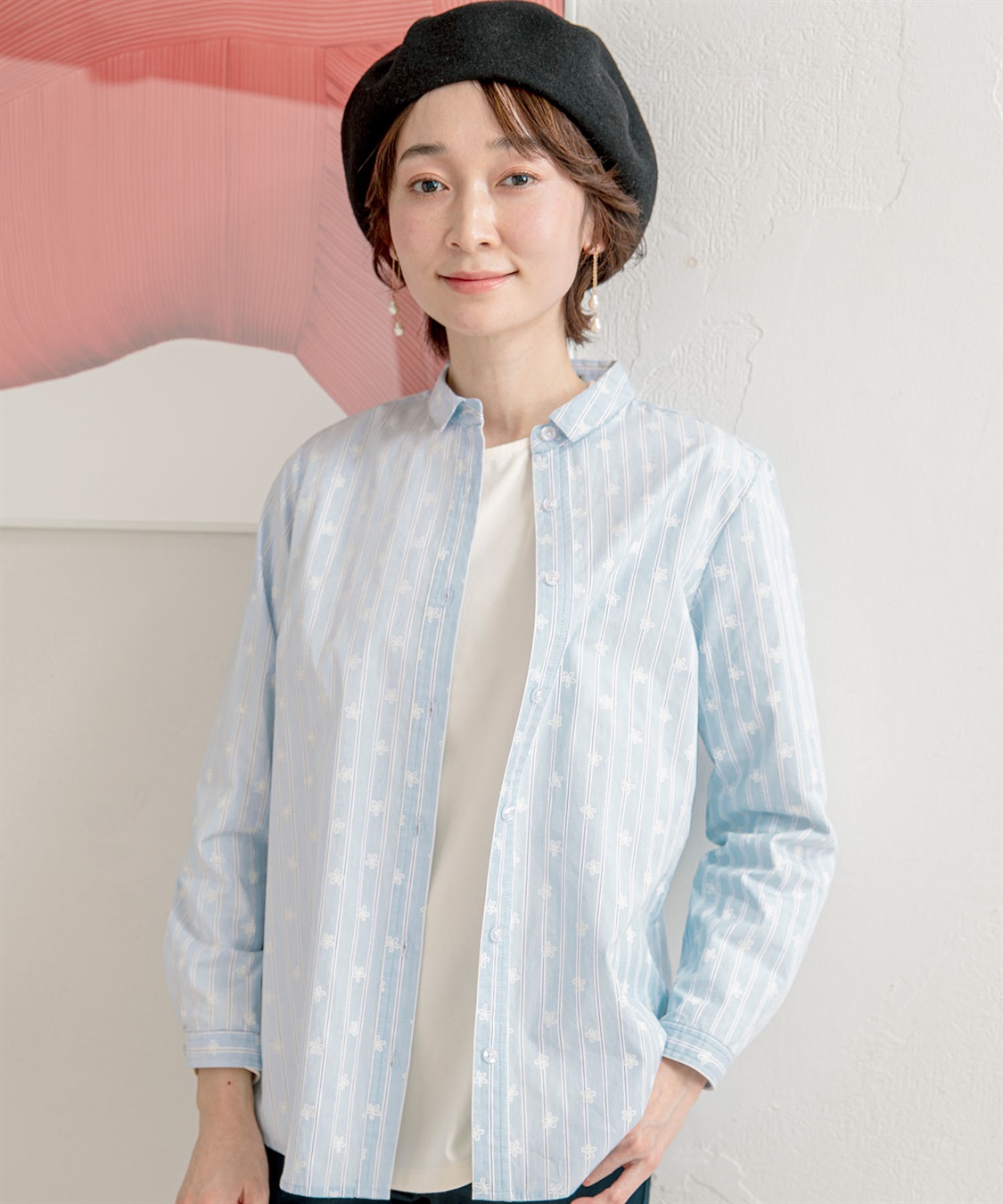 DECOY ストライププリントオーガニックコットンシャツ_main