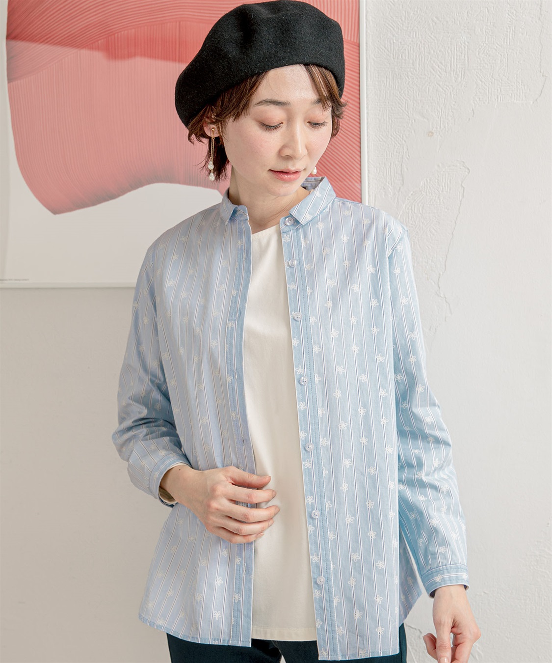 DECOY ストライププリントオーガニックコットンシャツ_variation_2