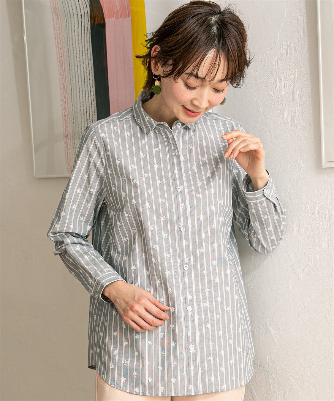 DECOY ストライププリントオーガニックコットンシャツ_variation_3