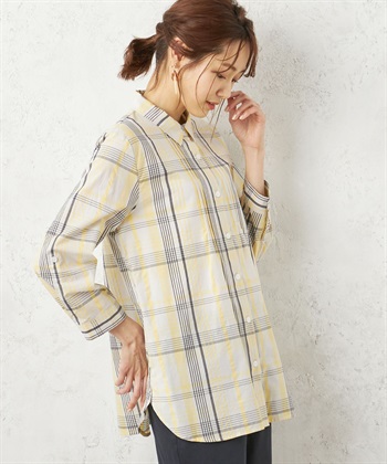 DECOY オーガニックコットンチェックシャツチュニック_variationthumb_1