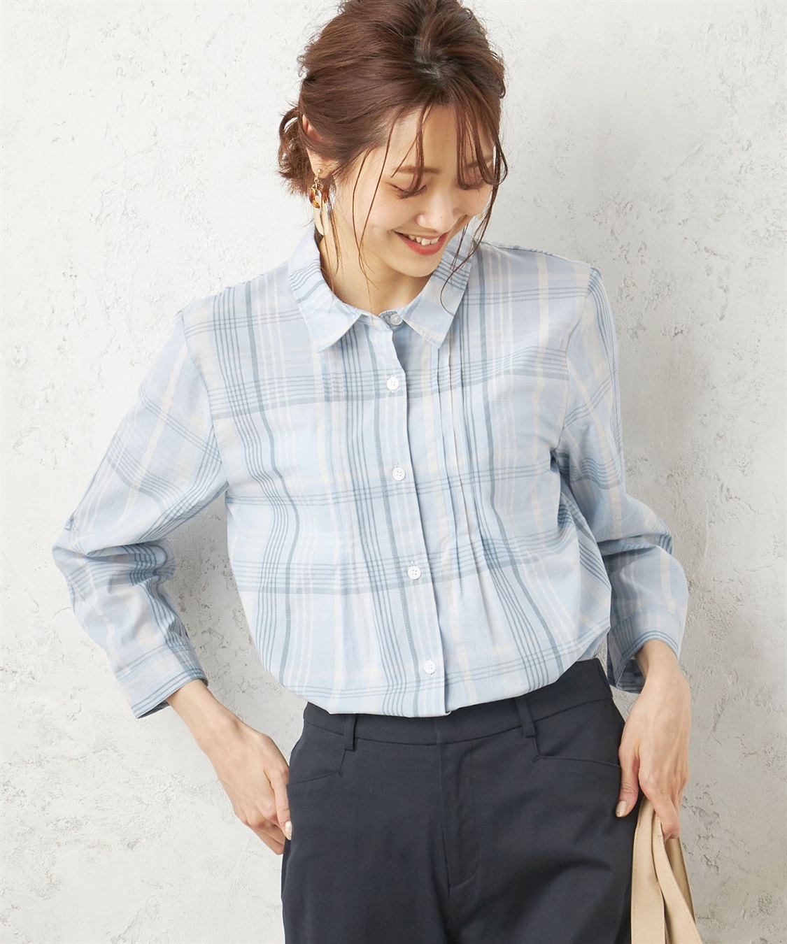 DECOY オーガニックコットンチェックシャツチュニック_variation_2