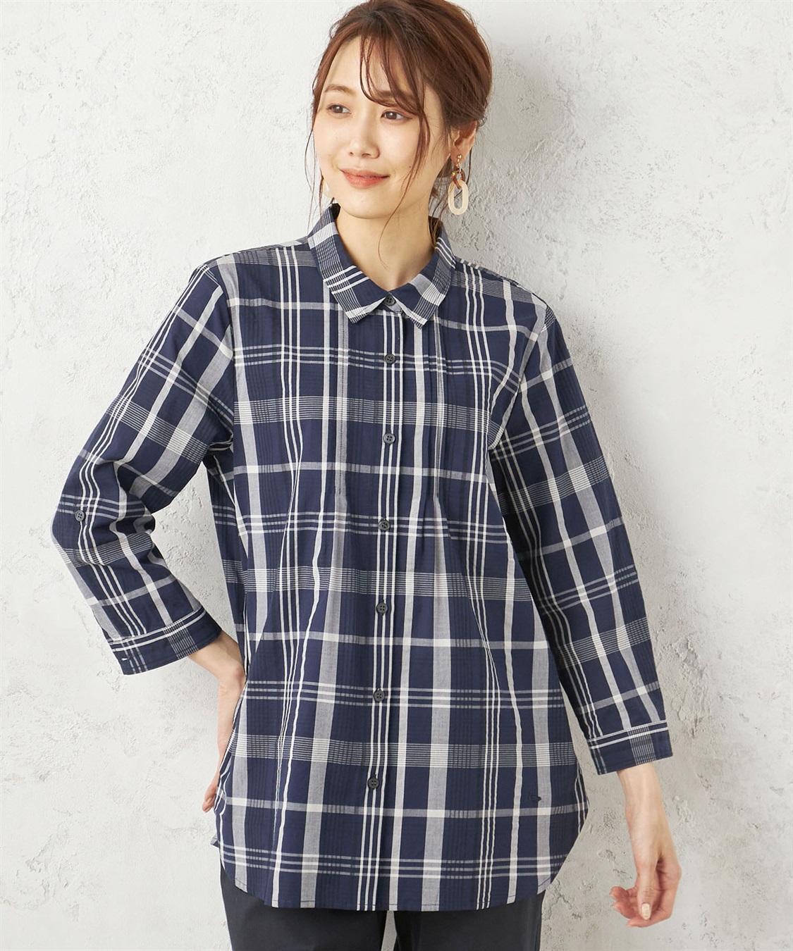 DECOY オーガニックコットンチェックシャツチュニック_variation_3